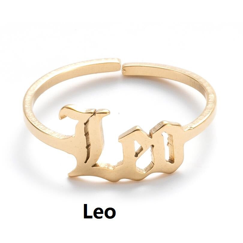 Wholesale Stainless steel retro twelve zodiac simple open ring